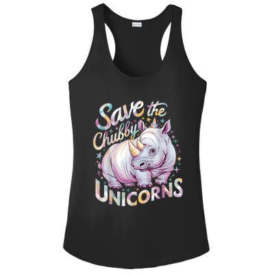 Save The Chubby Unicorns Funny Rhino Rhinoceros Ladies PosiCharge Competitor Racerback Tank