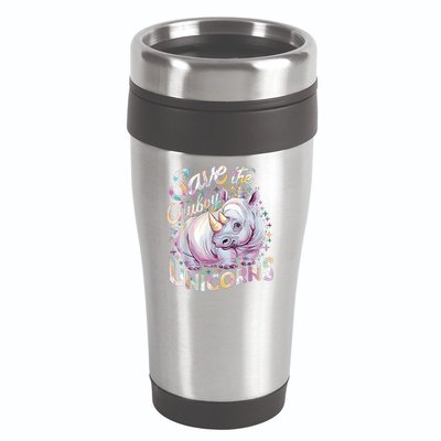 Save The Chubby Unicorns Funny Rhino Rhinoceros 16oz Travel Tumbler