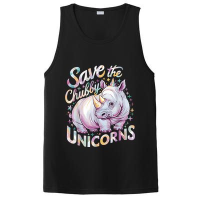 Save The Chubby Unicorns Funny Rhino Rhinoceros PosiCharge Competitor Tank