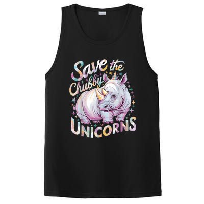 Save The Chubby Unicorns Funny Rhino Rhinoceros PosiCharge Competitor Tank