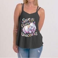 Save The Chubby Unicorns Funny Rhino Rhinoceros Women's Strappy Tank