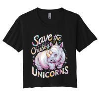 Save The Chubby Unicorns Funny Rhino Rhinoceros Women's Crop Top Tee