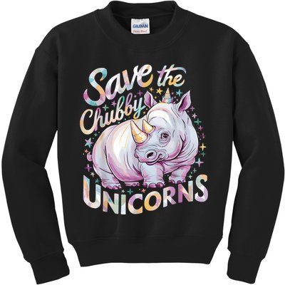 Save The Chubby Unicorns Funny Rhino Rhinoceros Kids Sweatshirt