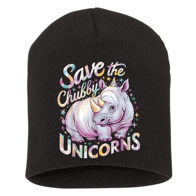 Save The Chubby Unicorns Funny Rhino Rhinoceros Short Acrylic Beanie