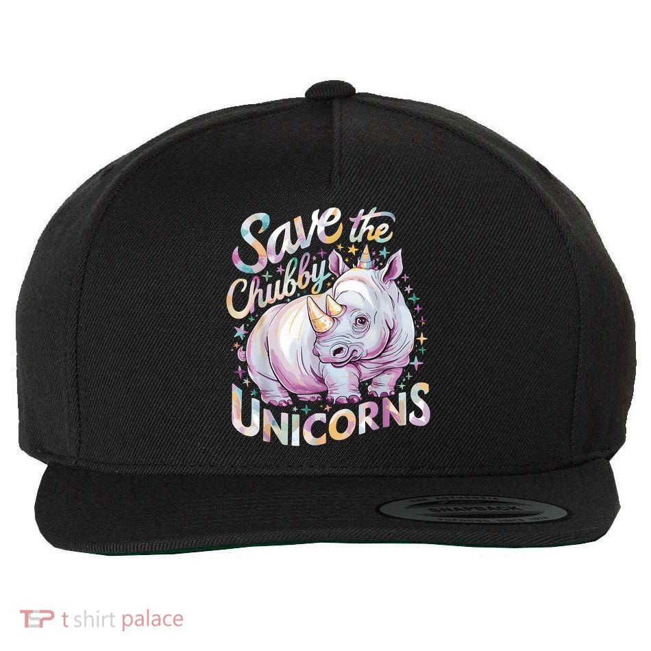 Save The Chubby Unicorns Funny Rhino Rhinoceros Wool Snapback Cap