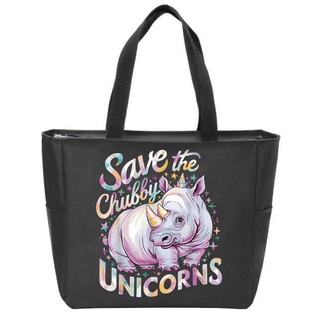 Save The Chubby Unicorns Funny Rhino Rhinoceros Zip Tote Bag