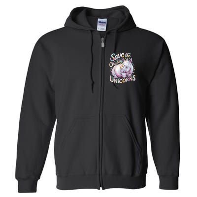 Save The Chubby Unicorns Funny Rhino Rhinoceros Full Zip Hoodie
