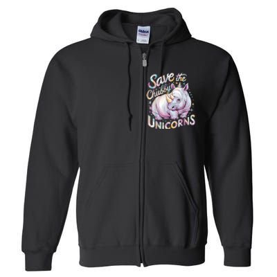 Save The Chubby Unicorns Funny Rhino Rhinoceros Full Zip Hoodie