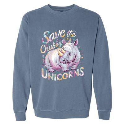 Save The Chubby Unicorns Funny Rhino Rhinoceros Garment-Dyed Sweatshirt