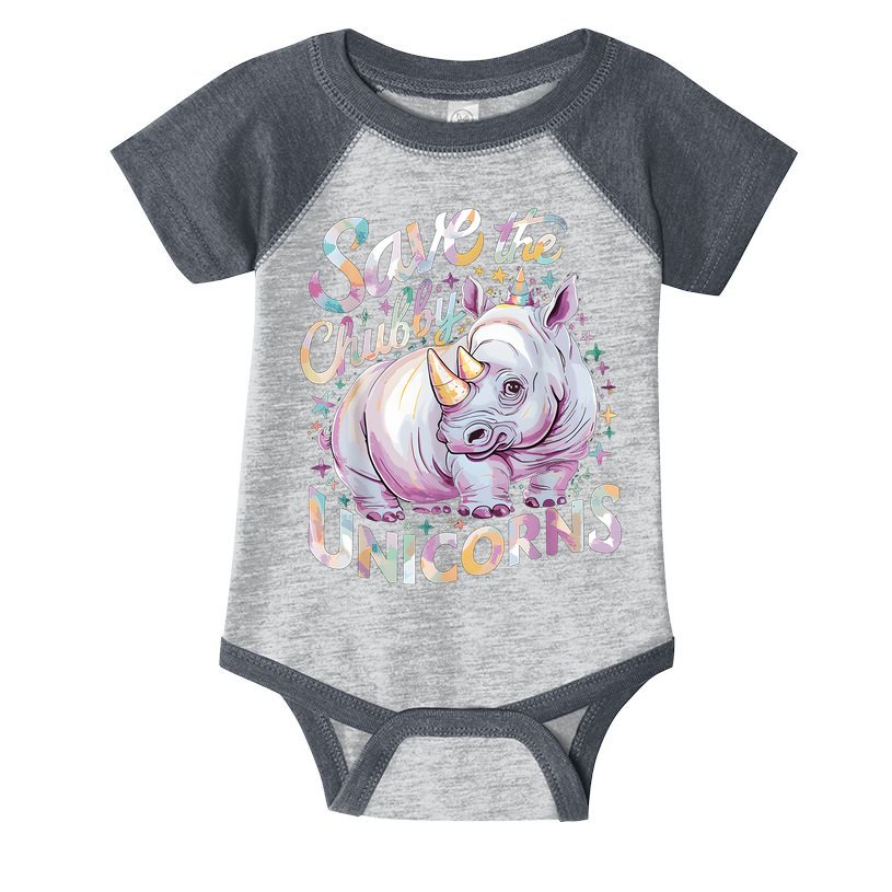 Save The Chubby Unicorns Funny Rhino Rhinoceros Infant Baby Jersey Bodysuit