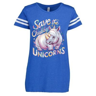 Save The Chubby Unicorns Funny Rhino Rhinoceros Enza Ladies Jersey Football T-Shirt