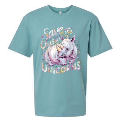 Save The Chubby Unicorns Funny Rhino Rhinoceros Sueded Cloud Jersey T-Shirt