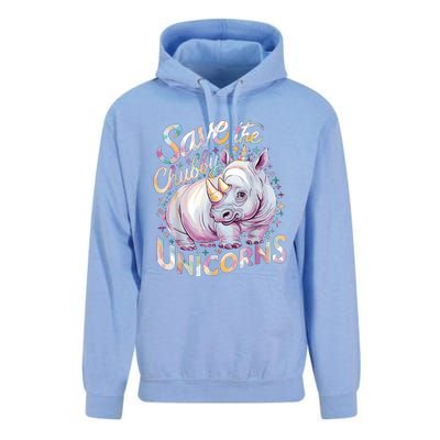 Save The Chubby Unicorns Funny Rhino Rhinoceros Unisex Surf Hoodie