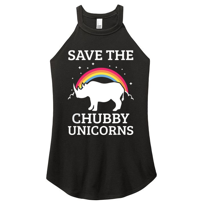 SAVE THE CHUBBY UNICORNS Gift Rhino Conservation Rainbow Women's Perfect Tri Rocker Tank