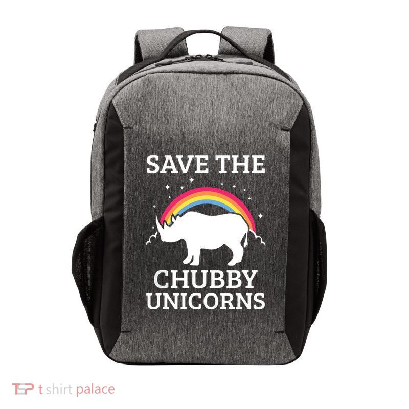 SAVE THE CHUBBY UNICORNS Gift Rhino Conservation Rainbow Vector Backpack