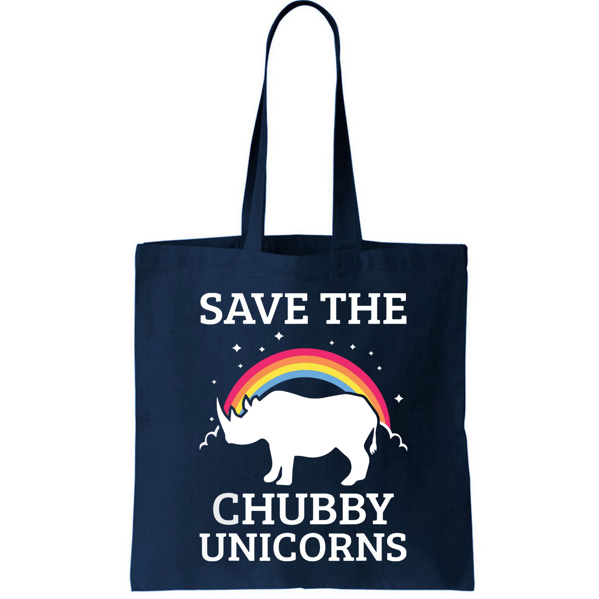 SAVE THE CHUBBY UNICORNS Gift Rhino Conservation Rainbow Bag