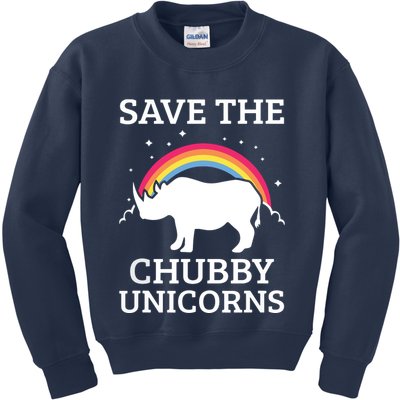 SAVE THE CHUBBY UNICORNS Gift Rhino Conservation Rainbow Kids Sweatshirt