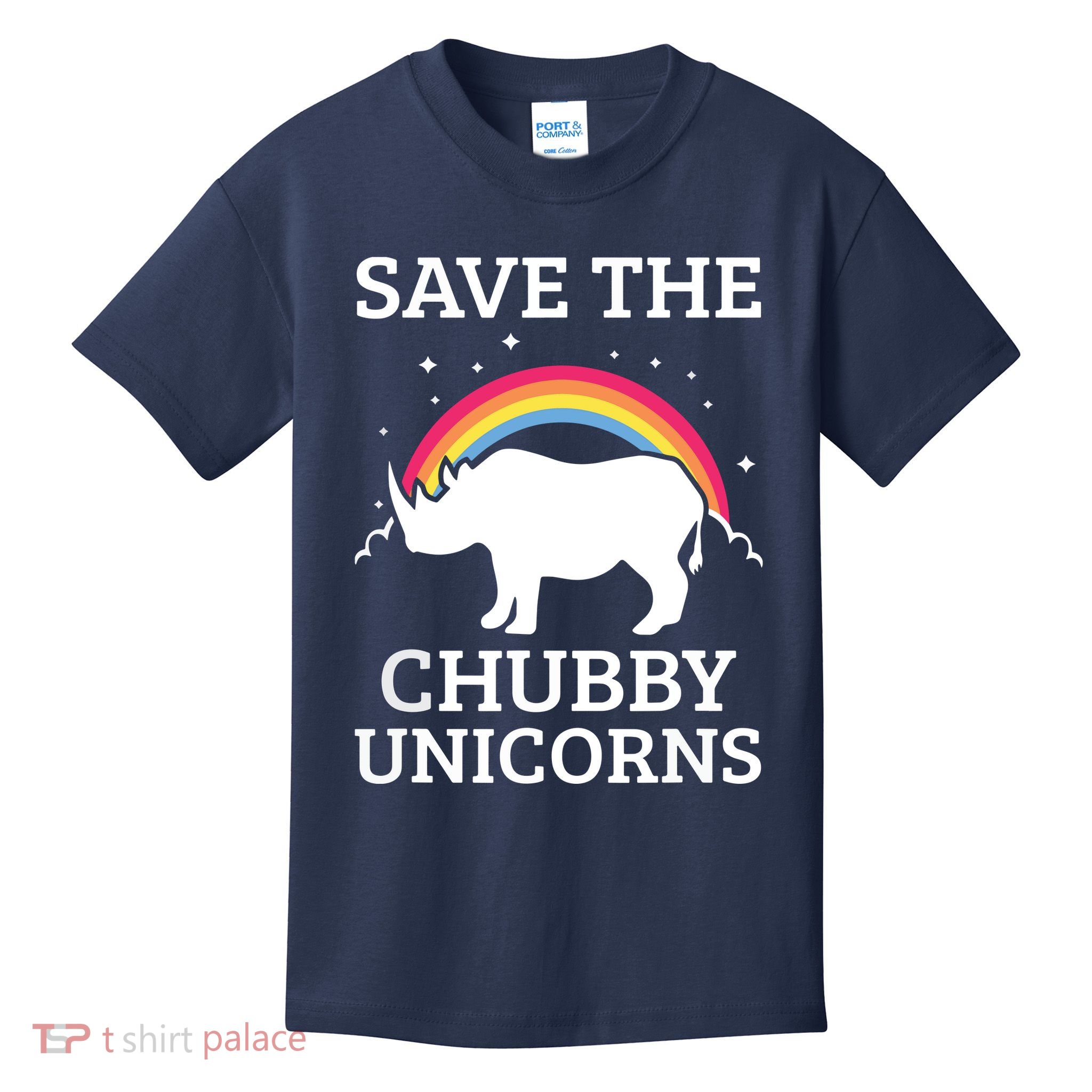 SAVE THE CHUBBY UNICORNS Gift Rhino Conservation Rainbow Kids T-Shirt