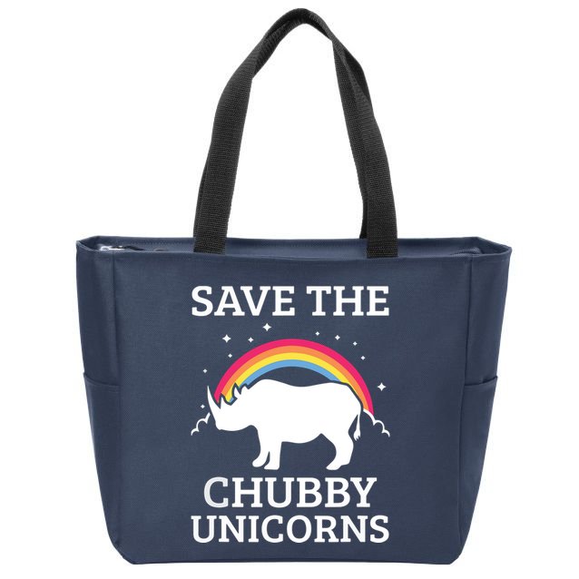 SAVE THE CHUBBY UNICORNS Gift Rhino Conservation Rainbow Zip Tote Bag
