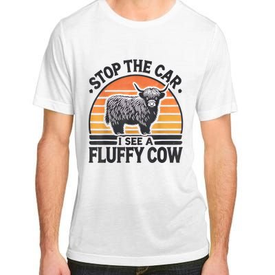 Stop The Car I See Fluffy Cow Retro Highland Cow Lover Funny Adult ChromaSoft Performance T-Shirt