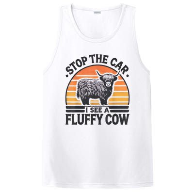 Stop The Car I See Fluffy Cow Retro Highland Cow Lover Funny PosiCharge Competitor Tank