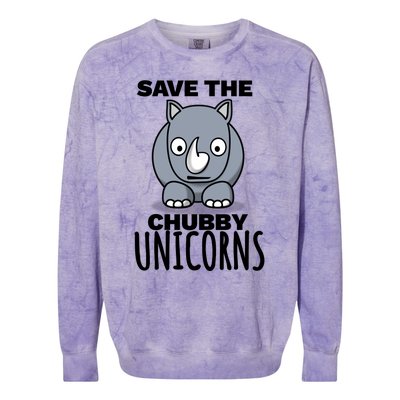 Save The Chubby Unicorns Funny Rhino Lovers Gift Colorblast Crewneck Sweatshirt