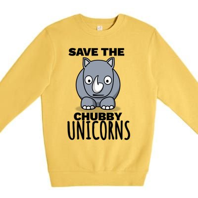 Save The Chubby Unicorns Funny Rhino Lovers Gift Premium Crewneck Sweatshirt