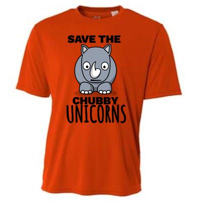 Save The Chubby Unicorns Funny Rhino Lovers Gift Cooling Performance Crew T-Shirt