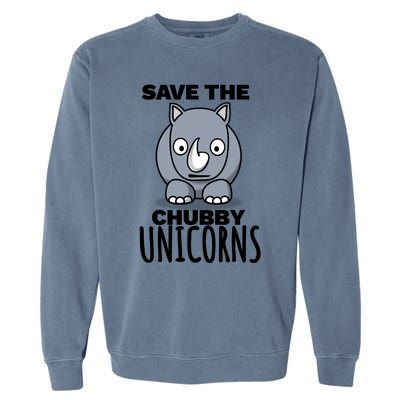 Save The Chubby Unicorns Funny Rhino Lovers Gift Garment-Dyed Sweatshirt