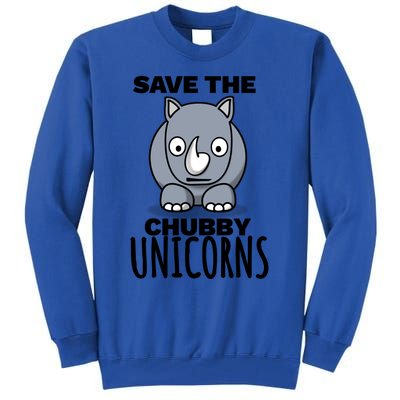 Save The Chubby Unicorns Funny Rhino Lovers Gift Tall Sweatshirt