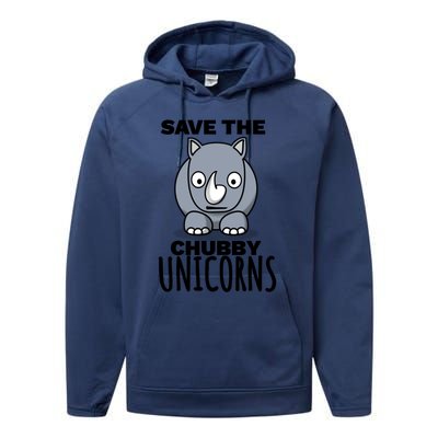 Save The Chubby Unicorns Funny Rhino Lovers Gift Performance Fleece Hoodie