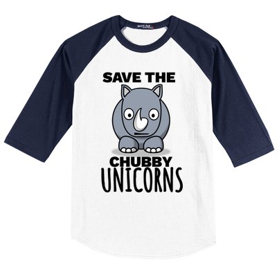 Save The Chubby Unicorns Funny Rhino Lovers Gift Baseball Sleeve Shirt