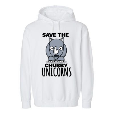 Save The Chubby Unicorns Funny Rhino Lovers Gift Garment-Dyed Fleece Hoodie