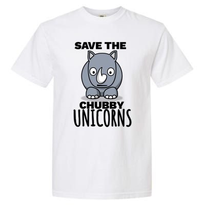 Save The Chubby Unicorns Funny Rhino Lovers Gift Garment-Dyed Heavyweight T-Shirt