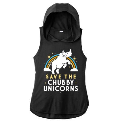 Save The Chubby Unicorns Ladies PosiCharge Tri-Blend Wicking Draft Hoodie Tank