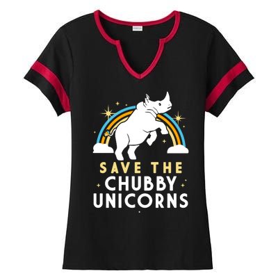 Save The Chubby Unicorns Ladies Halftime Notch Neck Tee