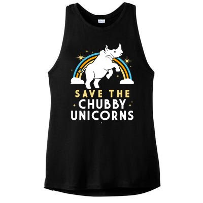 Save The Chubby Unicorns Ladies PosiCharge Tri-Blend Wicking Tank