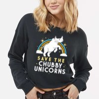 Save The Chubby Unicorns Cropped Pullover Crew