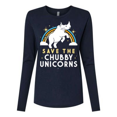 Save The Chubby Unicorns Womens Cotton Relaxed Long Sleeve T-Shirt