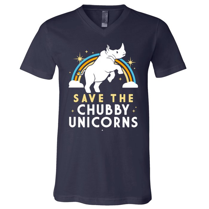 Save The Chubby Unicorns V-Neck T-Shirt