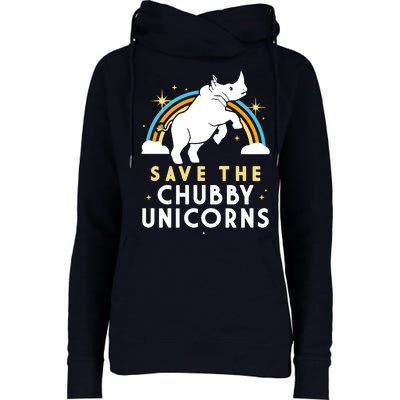 Save The Chubby Unicorns Womens Funnel Neck Pullover Hood