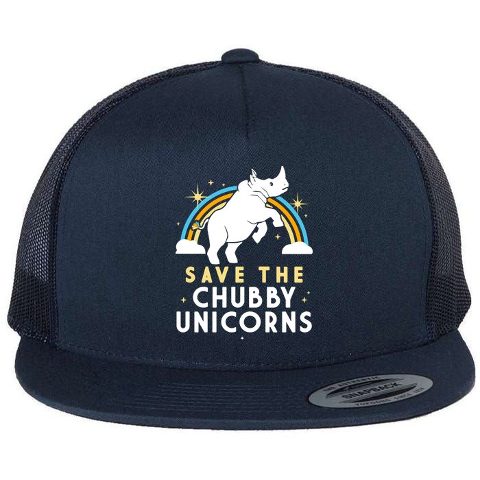 Save The Chubby Unicorns Flat Bill Trucker Hat