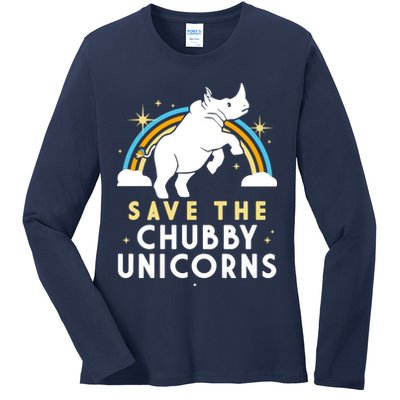 Save The Chubby Unicorns Ladies Long Sleeve Shirt