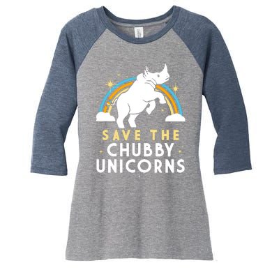 Save The Chubby Unicorns Women's Tri-Blend 3/4-Sleeve Raglan Shirt