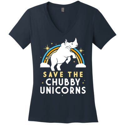 Save The Chubby Unicorns Women's V-Neck T-Shirt