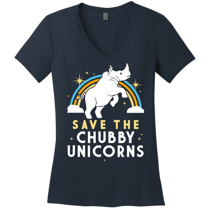 Save The Chubby Unicorns Women's V-Neck T-Shirt