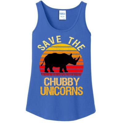 Save The Chubby Unicorns Retro Style Rhino Gift Ladies Essential Tank