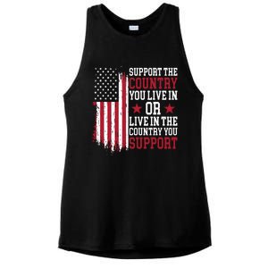 Support The Country You Live In Or Live In The Country You Support Ladies PosiCharge Tri-Blend Wicking Tank