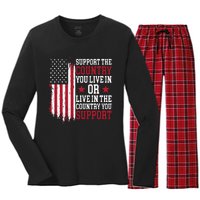 Support The Country You Live In Or Live In The Country You Support Women's Long Sleeve Flannel Pajama Set 