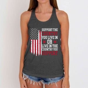 Support The Country You Live In Or Live In The Country You Support Women's Knotted Racerback Tank